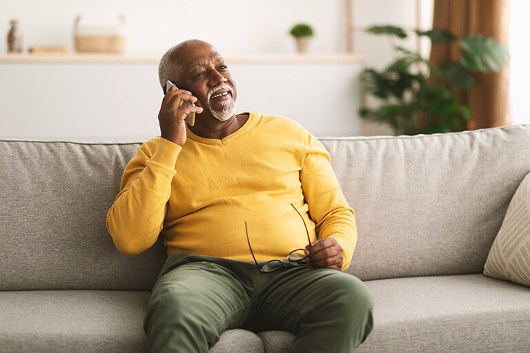 senior man on phone