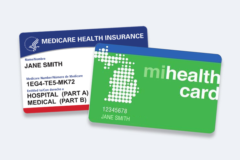 Medicare and Michigan mihealth cards