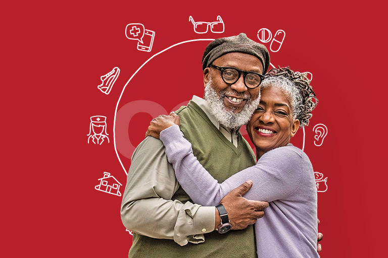 Older African American couple with CCA Circle of Care in background