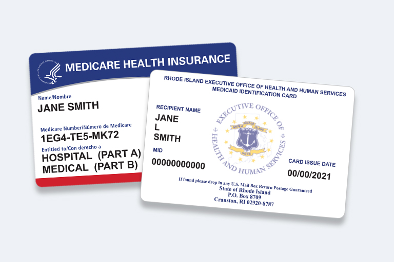 Medicare and Rhode Island Medicaid cards