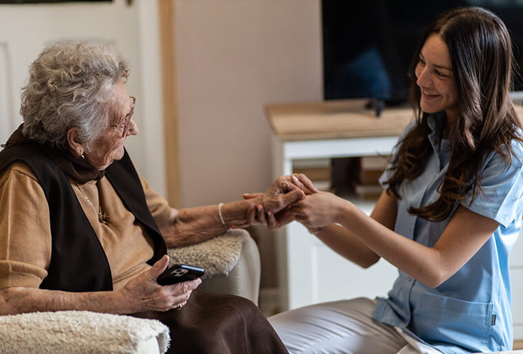 senior woman and care partner