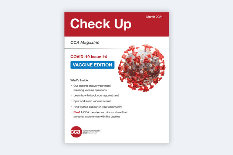 Cover of CCA's member newsletter called COVID-19 Check Up Issue #4