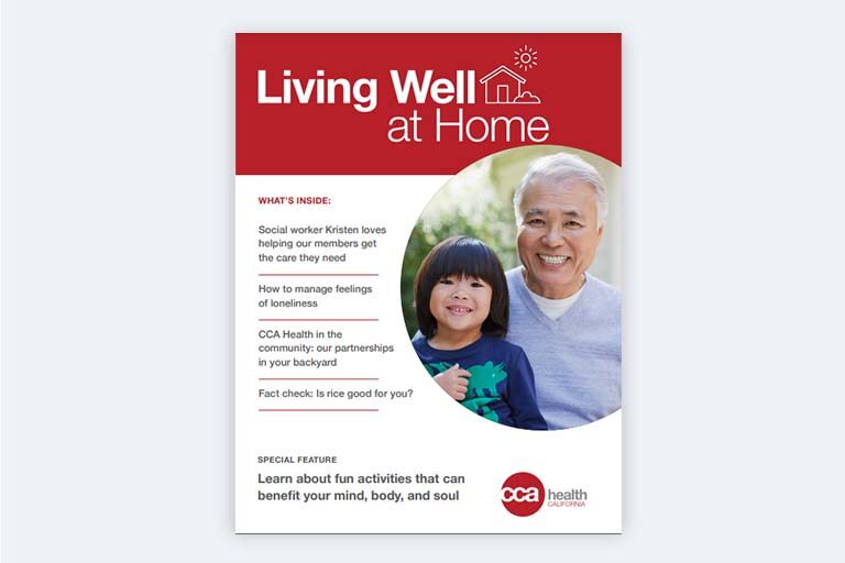 Living Well At Home CCA Health California magazine cover